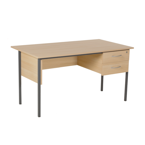Single Pedestal Two Drawer Desk - Oak - 1200mm