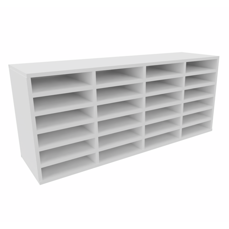 Pigeon Hole Unit - 4 Bay Wide - 24 Compartment - White