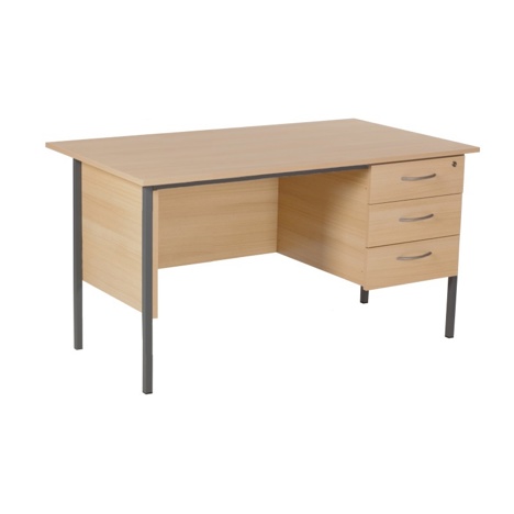 Single Pedestal Three Drawer Desk - 1200mm - Oak