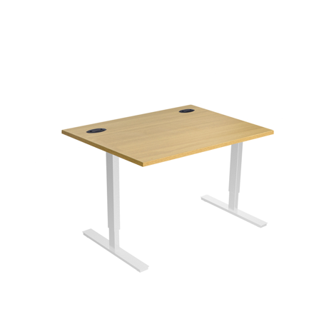 Electric Height Adjustable Desk - 1200mm - White Frame - Light Oak