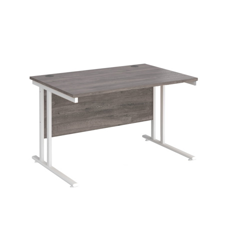 VDU Cantilever Workstation - No Drawers - 1200mm - White - Grey Oak