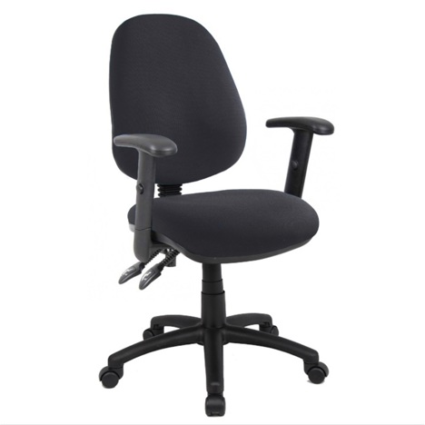 High Back Operator Chair - Height Adjustable Arms - Black