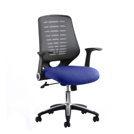 Relay Task Operator Chair Airmesh Silver Back - Stevia Blue Seat With Arms
