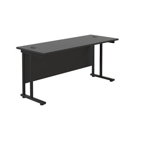 Rectangular Workstation 600mm Deep - W1600 - Black Frame - Black