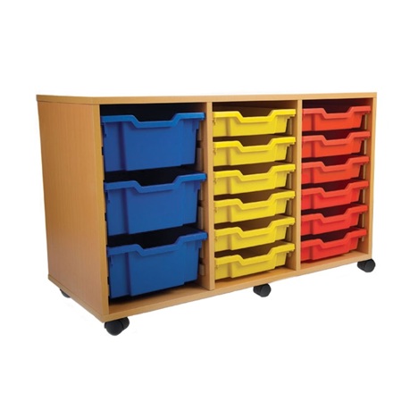 Mobile Classroom Storage Unit - 650mm High - 18 Tray