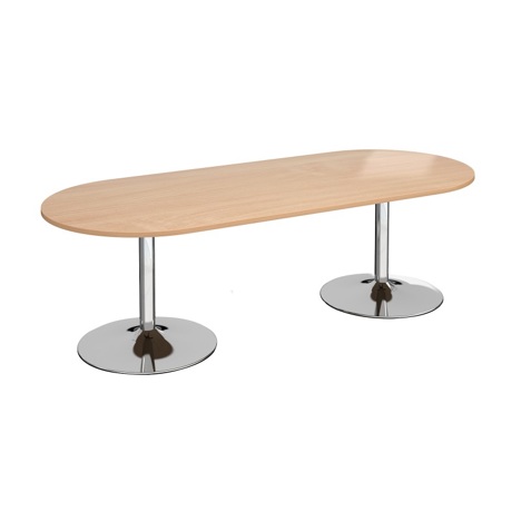 Trumpet Base Radial End Boardroom Table - Chrome - Beech