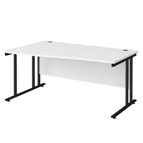 Wave Cantilever Workstation - 1600 - Left Hand - Black - White