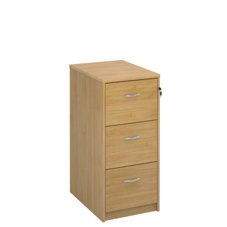 Deluxe Three Drawer Filing Cabinet with Silver Handles - 1045mm - Oak