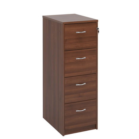 Deluxe Four Drawer Filing Cabinet with Silver Handles - 1360mm - Walnut