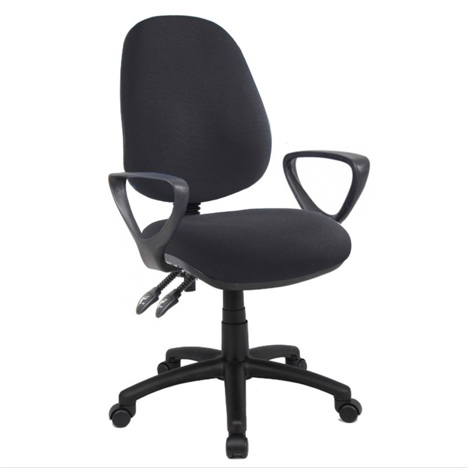 High Back Operator Chair - Fixed Look Arms - Black