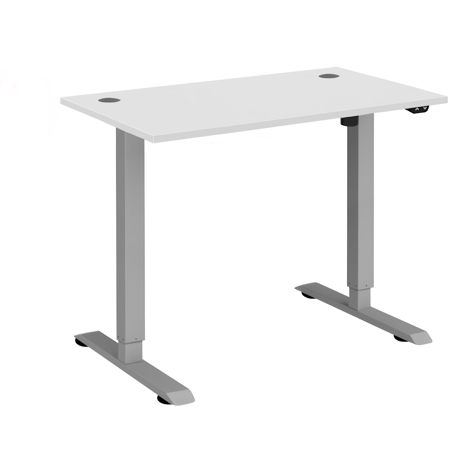 Electric Ergonomic Sit-Stand Workstation - 1000 - Silver Frame - White