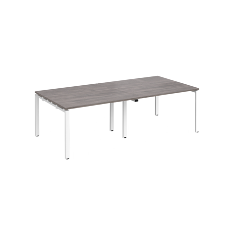 Adapt Rectangular Boardroom Table 2400 x 1200 - White - Grey Oak
