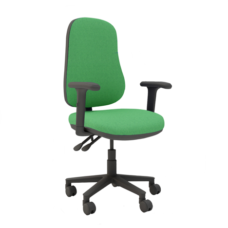 Ergo High Back Operator Chair - Adjustable Arms - Green
