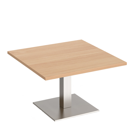 Brescia - Square Coffee Table with Flat Square Base - 800 - Brushed Steel - Barcelona Walnut