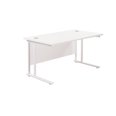Rectangular Workstation 800mm Deep - W1400 - White Frame - White