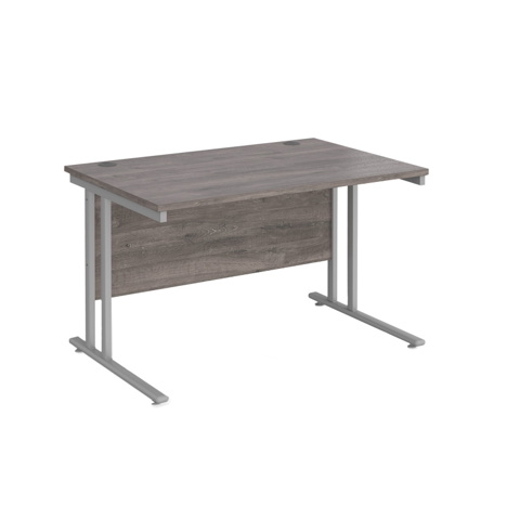 VDU Cantilever Workstation - No Drawers - 1200mm - Silver - Grey Oak