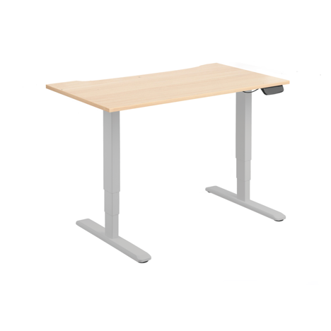 Electric Sit-Stand Desk with Dual Motors - 1400 - Silver Frame - Maple