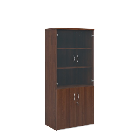 Combination Display Cupboards with Glass Upper Doors - 1440mm High - One Shelf - Walnut