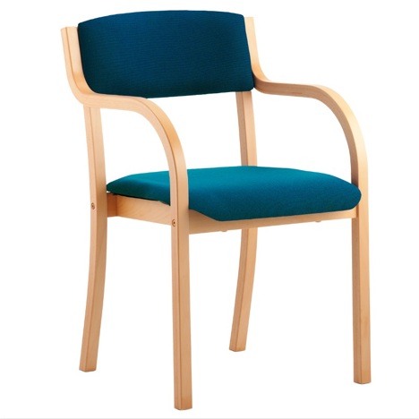 Madrid Beech Frame Meeting Chair - With Arms - Maringa Teal