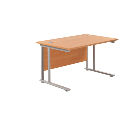 Rectangular Workstation 800mm Deep - W1200 - Silver Frame - Beech