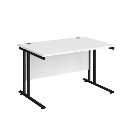 VDU Cantilever Workstation - No Drawers - 1200mm - Black - White