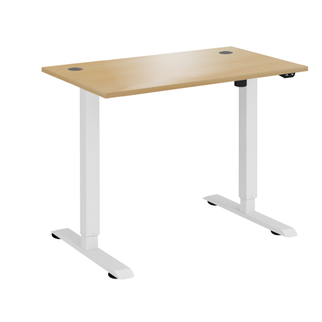 Electric Ergonomic Sit-Stand Workstation - 1000 - White Frame - Oak
