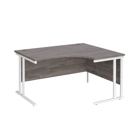 Radial Cantilever Workstation - 1400 - White - Right - Grey Oak