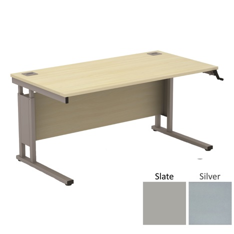 Sirius Height Adjustable Cantilever Desking 1600 - 800 - Silver - Slate