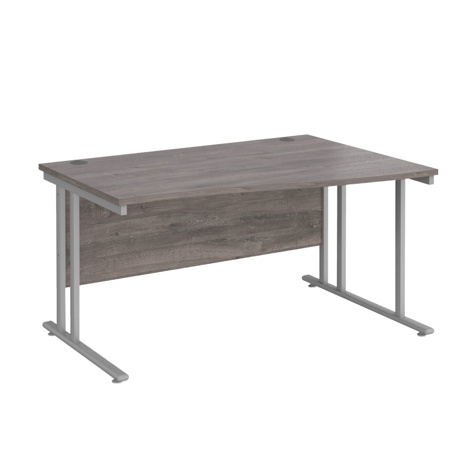 Wave Cantilever Workstation - 1400 - Right Hand - Silver - Grey Oak