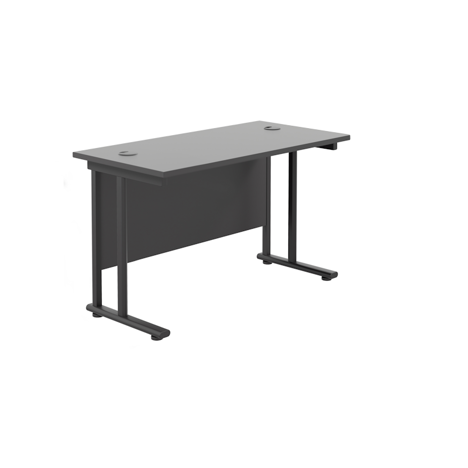 Rectangular Workstation 600mm Deep - W1200 - Black Frame - Beech