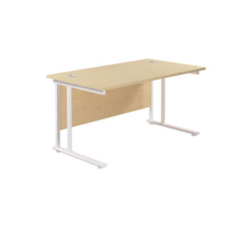 Rectangular Workstation 800mm Deep - W1400 - White Frame - Maple
