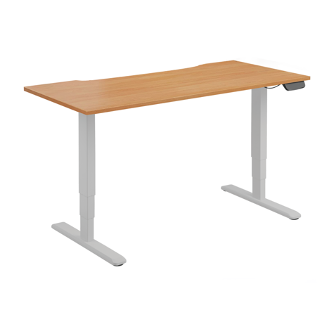 Electric Sit-Stand Desk with Dual Motors - 1800 - Silver Frame - Beech