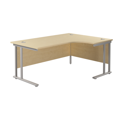 Twin Upright Radial Desk - Right Hand - 1800 - Silver Frame - Maple