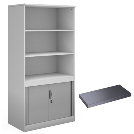 Combination Display Tambour - 2000mm - With Tambour Shelf - White