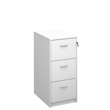 Deluxe Three Drawer Filing Cabinet with Silver Handles - 1045mm - White