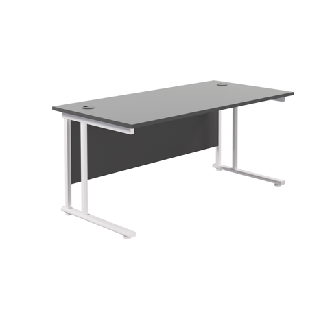 Rectangular Workstation 800mm Deep - W1600 - White Frame - Black