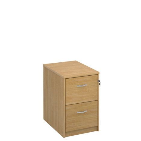 Deluxe Two Drawer Filing Cabinet with Silver Handles - 780mm - Oak