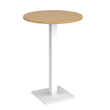Brescia Circular Poseur Table - 800mm - White Frame - Oak