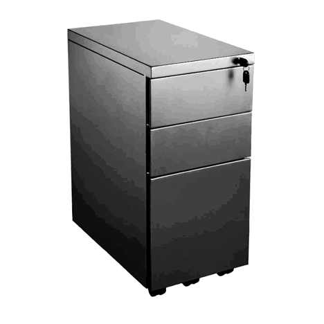 Metal Mobile Pedestal - Slim - Black