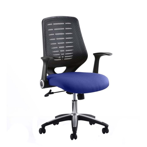 Relay Task Operator Chair Airmesh Black Back - Stevia Blue Seat With Arms