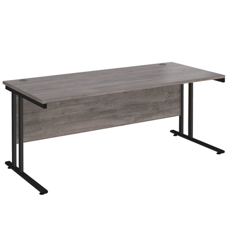 VDU Cantilever Workstation - No Drawers - 1800mm - Black - Grey Oak