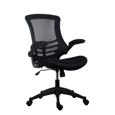 Marlos Mesh Back Operators Chair with Folding Arms - Black