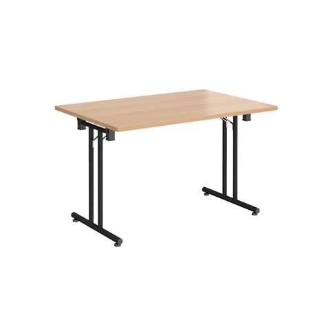 Rectangular Folding Leg Table - 1200 - Black - Beech