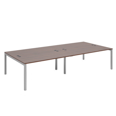 Connex Double Back to Back Desks - 3200 - Silver Frame - Walnut