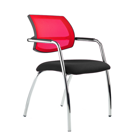 Venus - Meeting Room Four Leg Chair with Mesh Back - Red