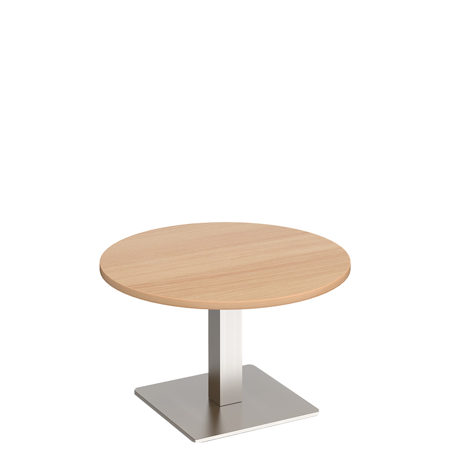 Brescia Circular Coffee Table - Brushed Steel - Beech