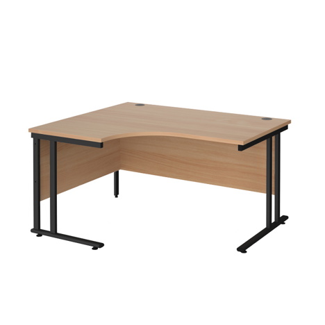 Radial Cantilever Workstation - 1400 - Black - Left - Beech
