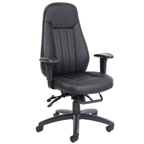 Zeus Leather Faced 24 Hour Task Chair - High Back