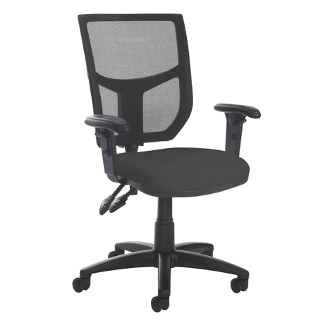 Altino Mesh Back Operator Chair - Black Base - Adjustable Arms - Black
