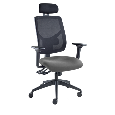 Vision High Back Mesh Chair - Headrest - Adjustable Arms - Blizzard
